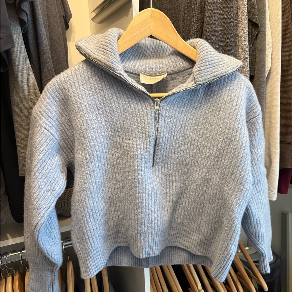 Everlane Steel Blue Zip-Up Sweater